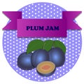 Illustration of plum jam stickers