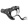 Illustration of poisonous snake head in engraving style. Design element for logo, label, sign, poster, t shirt. Royalty Free Stock Photo