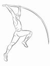 Silhouette of a pole jumper , vector drawing