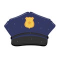 Illustration of a police officer s cap with a gold badge and a star. Cartoon style law enforcement hat vector Royalty Free Stock Photo