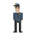 Illustration of a policeman pixel avatar minimal colour