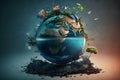 Illustration of pollution and global warming on the earth. The earth model showing the climate change on the planet. Enviornment Royalty Free Stock Photo