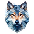 polygon blue colored wolf on white background Royalty Free Stock Photo