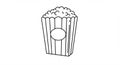 Illustration of a popcorn container outlined in black. The container has vertical stripes Royalty Free Stock Photo