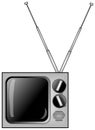 Portable black & white TV with twin antennas