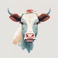 Illustration of a portrait of a cow on a grey background. ai generative Royalty Free Stock Photo