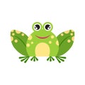 Illustration of smiling frog. Cute joyful frog face