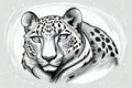 Illustration of a portrait of a leopard on a white background