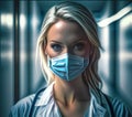 illustration portrait of a modern doctor in a protective mask