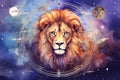 King africa lion background head art illustration animal portrait wild wildlife Royalty Free Stock Photo