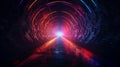 Illustration portraying a vivid and mysterious dark cylindrical tunnel. An enigmatic journey. Generative AI