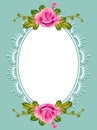 postcard background frame with roses and frame