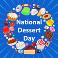 Illustration postcard bright national day dessert with rays