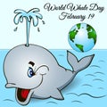 Illustration postcard February 19 World Whale Day