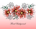 illustration, postcard, flowers in pink shades, for wedding invitations