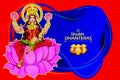 Illustration,Poster Or Banner Design For Indian Festival Of Dhanteras With Beautiful Goddess Maa Laxmi Take Shiny Golden Coin Pot