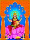 Illustration,Poster Or Banner Design For Indian Festival Of Dhanteras With Beautiful Goddess Maa Laxmi Take Shiny Golden Coin Pot