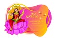 Illustration,Poster Or Banner Design For Indian Festival Of Dhanteras With Beautiful Goddess Maa Laxmi Take Shiny Golden Coin Pot