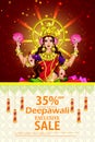 Illustration,Poster Or Banner Design For Indian Festival Of Dhanteras With Beautiful Goddess Maa Laxmi Take Shiny Golden Coin Pot