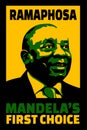 Illustration poster of first choice by Mandela of Ramaphosa to succeed him as head of governing Party.