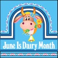 Illustration poster june milk month with and flowers