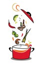 A Pot of Thai Tom Yum Soup illustration