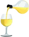 Illustration of pouring wine into a glass isolated on a white background Royalty Free Stock Photo