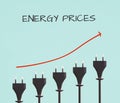 Illustration of power plugs, increasing prices for electricity, expensive green energy, financial crisis, gas supply problems