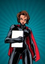 Superheroine Holding Book Ray Light Vertical