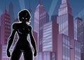 Superheroine Battle Mode City Silhouette
