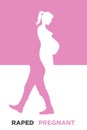 An illustration of a pregnant female with a RAPED PREGNANT text written on Royalty Free Stock Photo