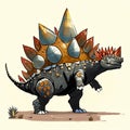 An illustration of a prehistoric stegosaurus isolated on a white background. Generative AI