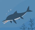 Illustration prehistoric underwater dinosaur ichthyosaurus with fins Royalty Free Stock Photo