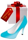 Illustration of a present and a lady shoe Royalty Free Stock Photo