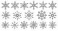 Eighteen different beautiful snowflake outlines pattern Royalty Free Stock Photo