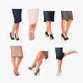 woman stylish heels in set on white Royalty Free Stock Photo