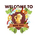 Vector hand drawn Oktoberfest pub logo Royalty Free Stock Photo