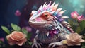 illustration of a print of a cute colorful iguana Royalty Free Stock Photo