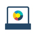 Colorful pie chart displayed on a modern laptop screen Royalty Free Stock Photo