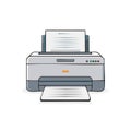 Illustration of a printer with paper output and input Royalty Free Stock Photo