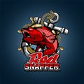 An illustration for printing on a T-shirt with a fishing theme with the words Red Snapper