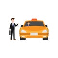 the profession of a flat design taxi driver