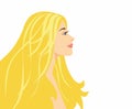 Illustration Profile of a beautiful girl with long blond hair.