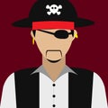 Illustration profile icon, avatar pirate captain, male