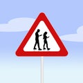 Prohibition for walking with smartphone on the road signal