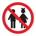 Prohibitory sign caution children in red crossed out circle Royalty Free Stock Photo