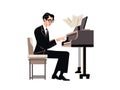 Illustration of Prolific Composer Playing Grand Piano Royalty Free Stock Photo