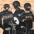 Illustration Protest and Police Squad