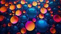 illustration of a psychedelic color bubble background in orange and blue