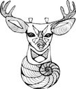 An illustration of a psychedelic deer. Fractal spiral and deer. Royalty Free Stock Photo